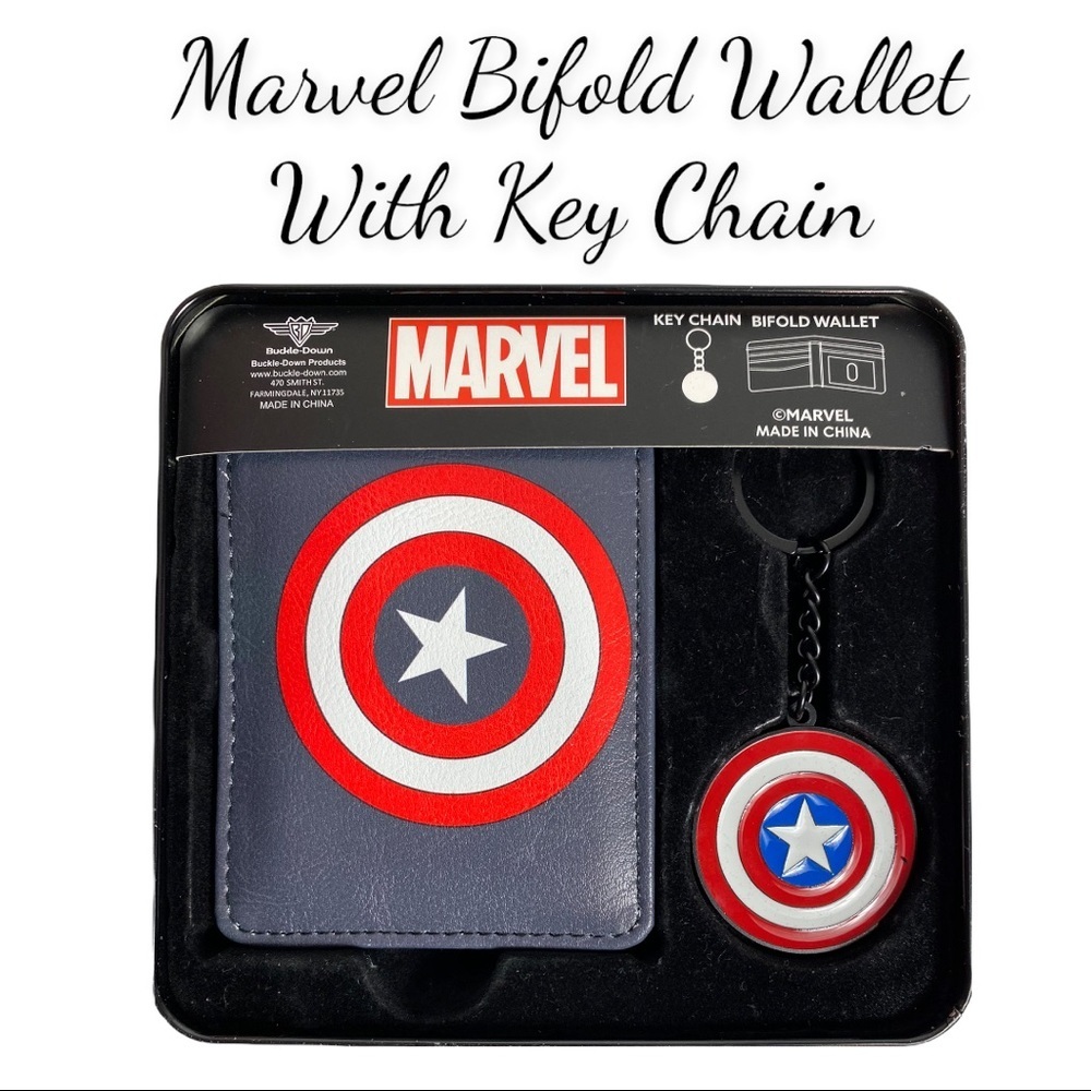NWT In Gift Box Marvel Trifold Wallet With Keychain